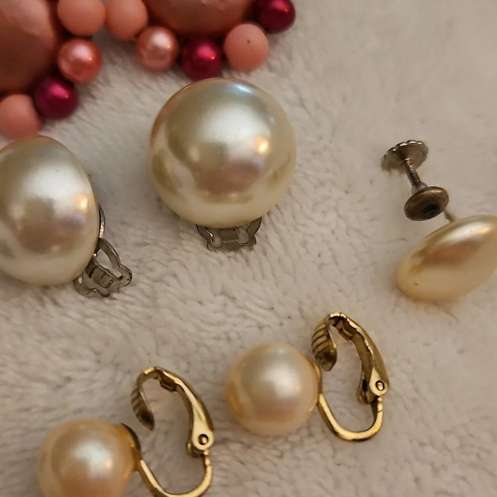 Vintage Lot of Faux Pearl Clip-on Earrings